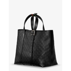GG Emblem  leather shopping bag with embossed GG motif
