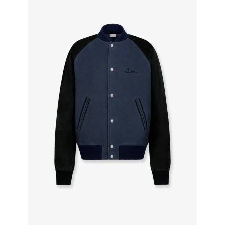 Dior Ribbon College cotton and suede bomber