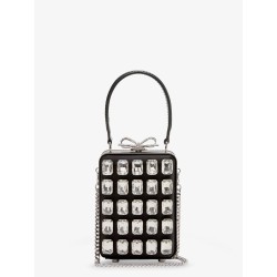 Satin shoulder bag with crystals