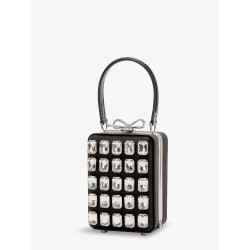 Satin shoulder bag with crystals