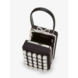 Satin shoulder bag with crystals