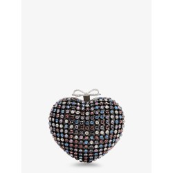 Crystal heart clutch bag
