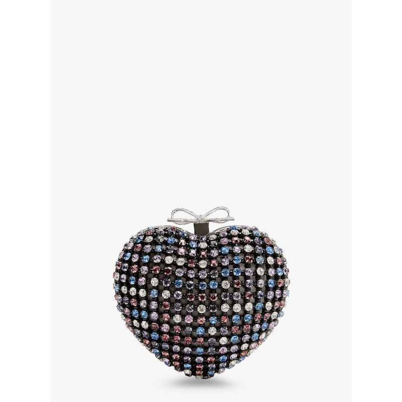 Crystal heart clutch bag