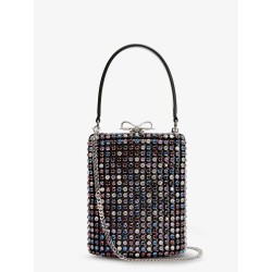 Leather crossbody bag with all-over crystals