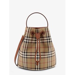 Coated canvas bucket bag with check pattern