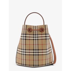Coated canvas bucket bag with check pattern