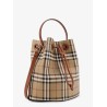 Coated canvas bucket bag with check pattern