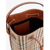 Coated canvas bucket bag with check pattern