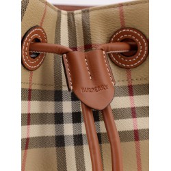 Coated canvas bucket bag with check pattern