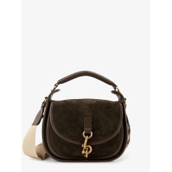 Messenger B Clip suede crossbody bag
