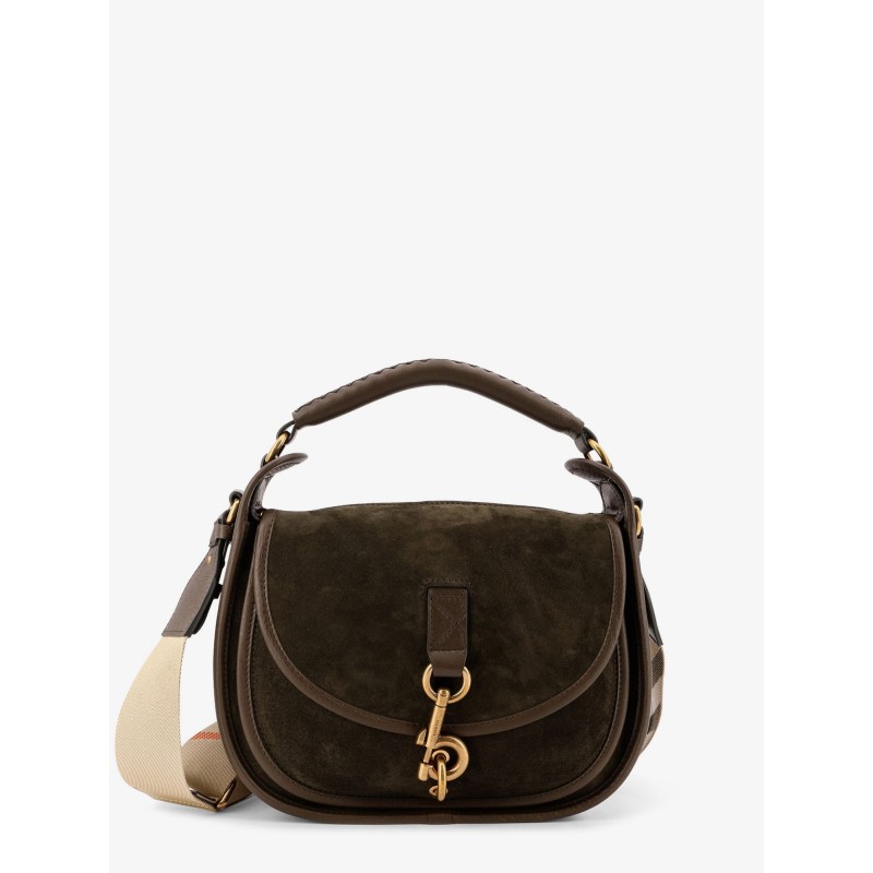 Messenger B Clip suede crossbody bag