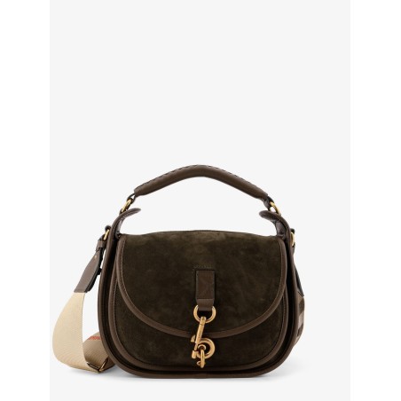 Messenger B Clip suede crossbody bag