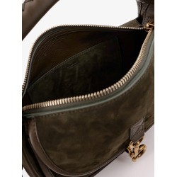 Messenger B Clip suede crossbody bag