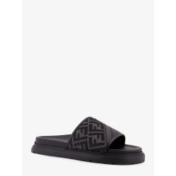 Low leather sandals with FF jacquard insert