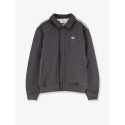 Wool blend jacket with embroidered logo on the front