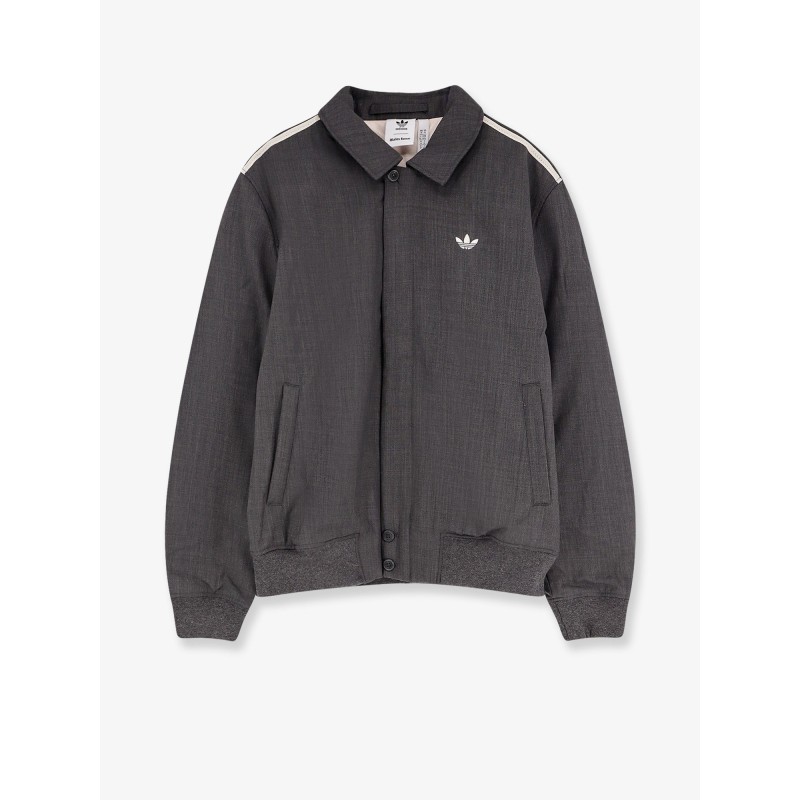 Wool blend jacket with embroidered logo on the front