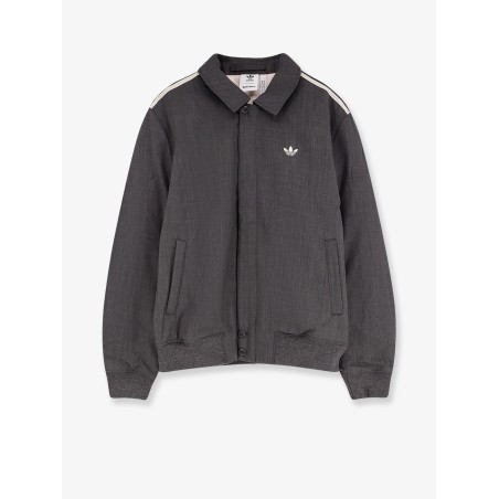 Wool blend jacket with embroidered logo on the front