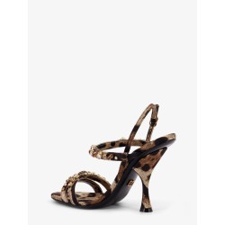 Satin sandals with animal print