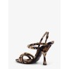 Satin sandals with animal print