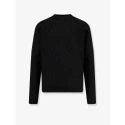 Cotton sweater with FF jacquard effect