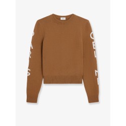 Wool sweater with logo inlay
