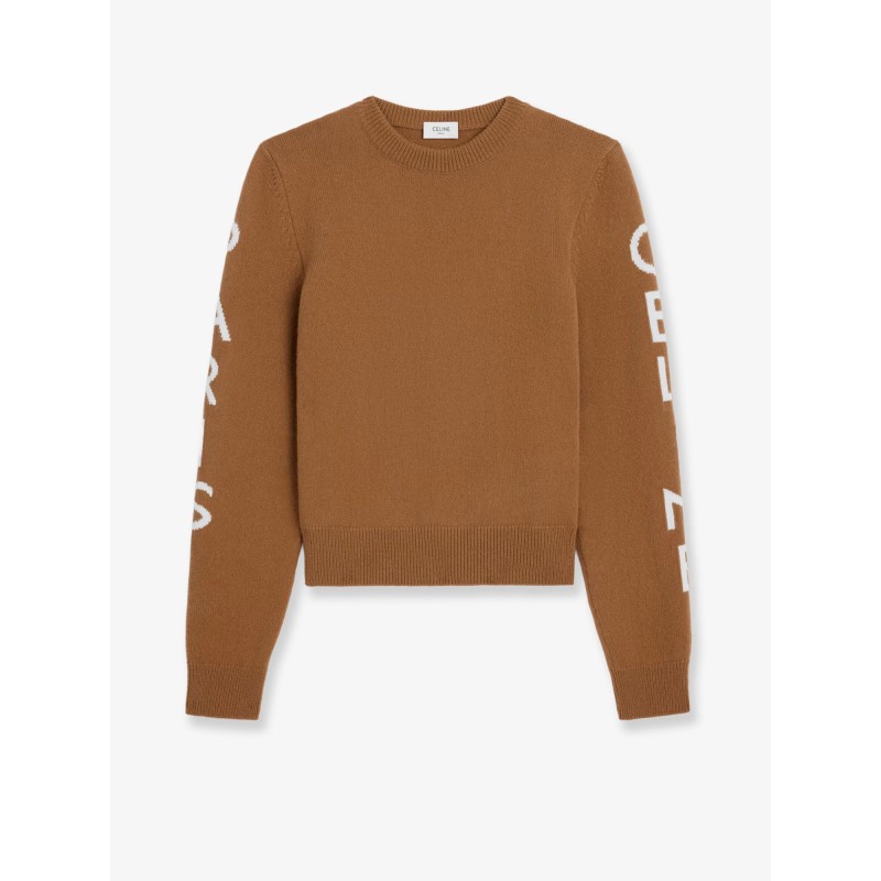 Wool sweater with logo inlay