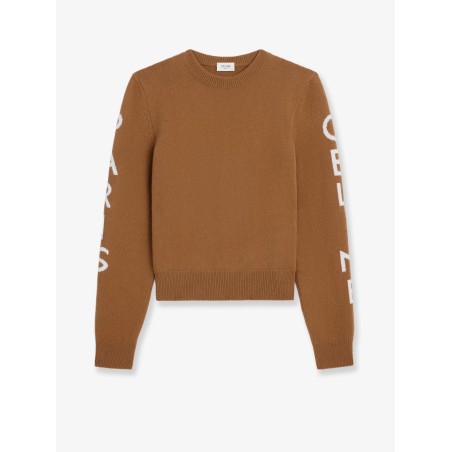 Wool sweater with logo inlay
