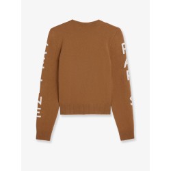 Wool sweater with logo inlay