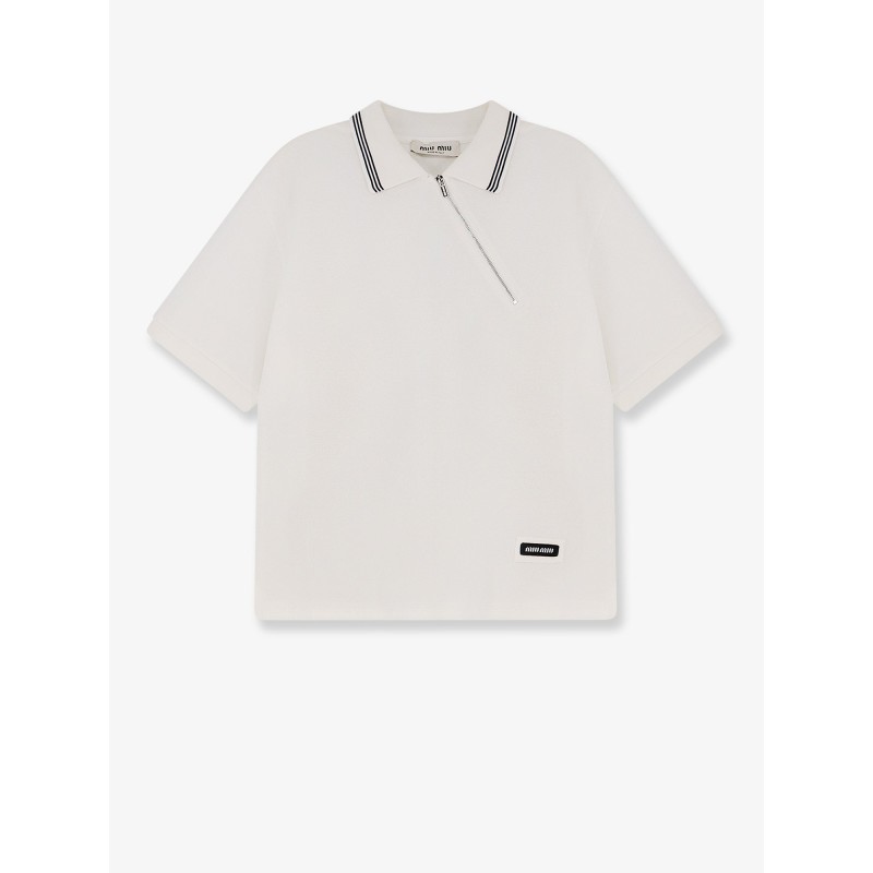 Cotton polo shirt with asymmetric zip