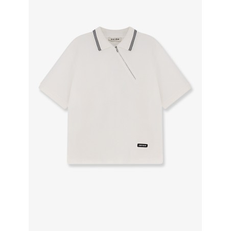 Cotton polo shirt with asymmetric zip