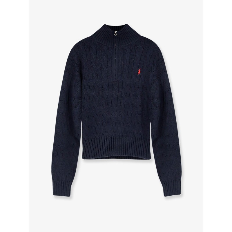 Cotton sweater with contrasting logo