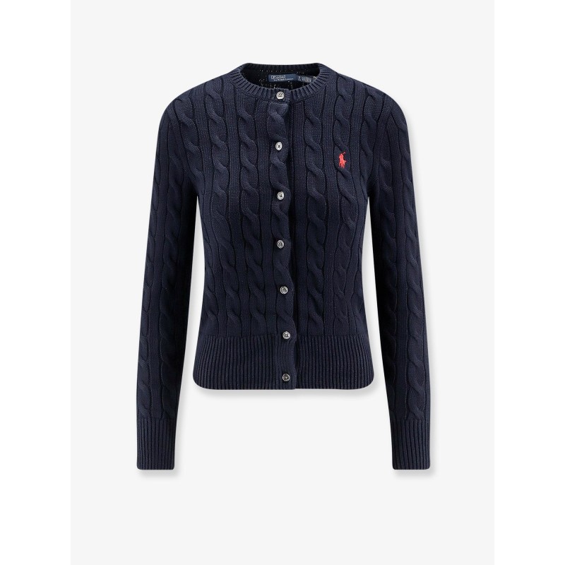 Cotton cardigan with contrasting logo