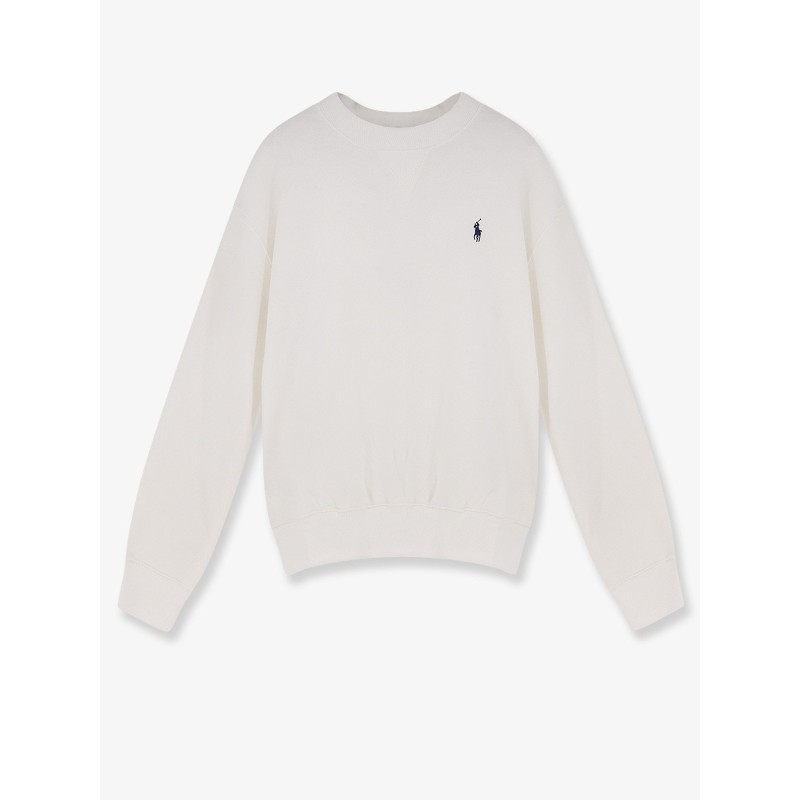 Cotton blend sweater with embroidered logo on the front