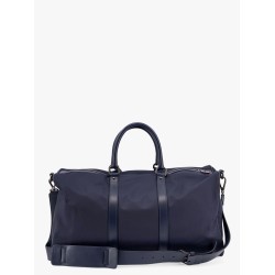 Nylon duffel bag with leather inserts