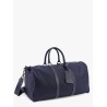 Nylon duffel bag with leather inserts