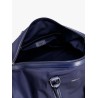 Nylon duffel bag with leather inserts