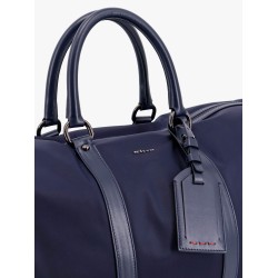 Nylon duffel bag with leather inserts