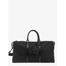 Nylon duffel bag with leather inserts