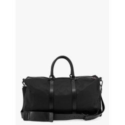 Nylon duffel bag with leather inserts