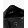 Nylon duffel bag with leather inserts