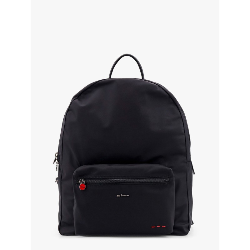 Nylon backpack with metal lettering logo
