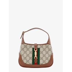 Gg supreme fabric and leather shoulder bag with iconic web band