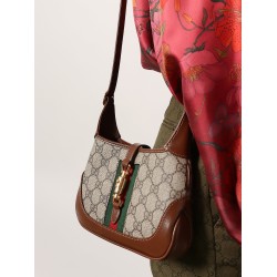 Gg supreme fabric and leather shoulder bag with iconic web band