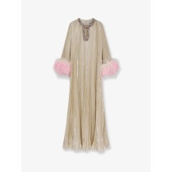 Silk and metallic fibre long dress