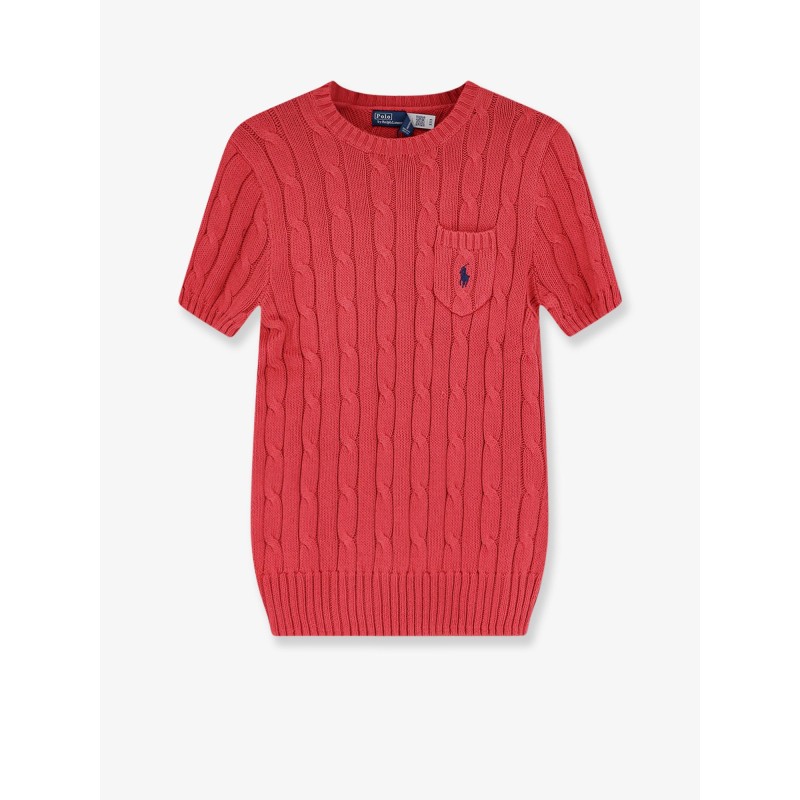 Cotton sweater with contrasting embroidered logo