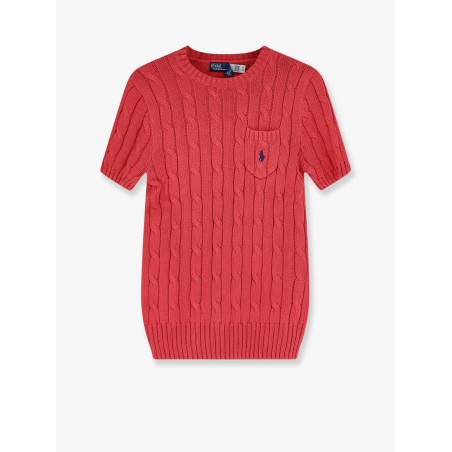 Cotton sweater with contrasting embroidered logo