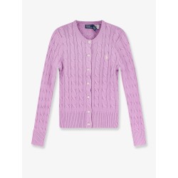 Cotton cardigan with contrasting logo