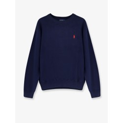 Cotton blend sweater with embroidered logo on the front