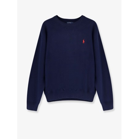 Cotton blend sweater with embroidered logo on the front