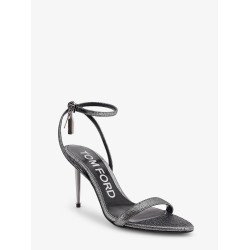 Laminated heeled sandals with laminated effect